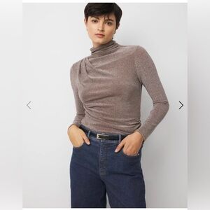 WHBM Forme Long Sleeves Metallic Gorgeous Turtleneck Sweater